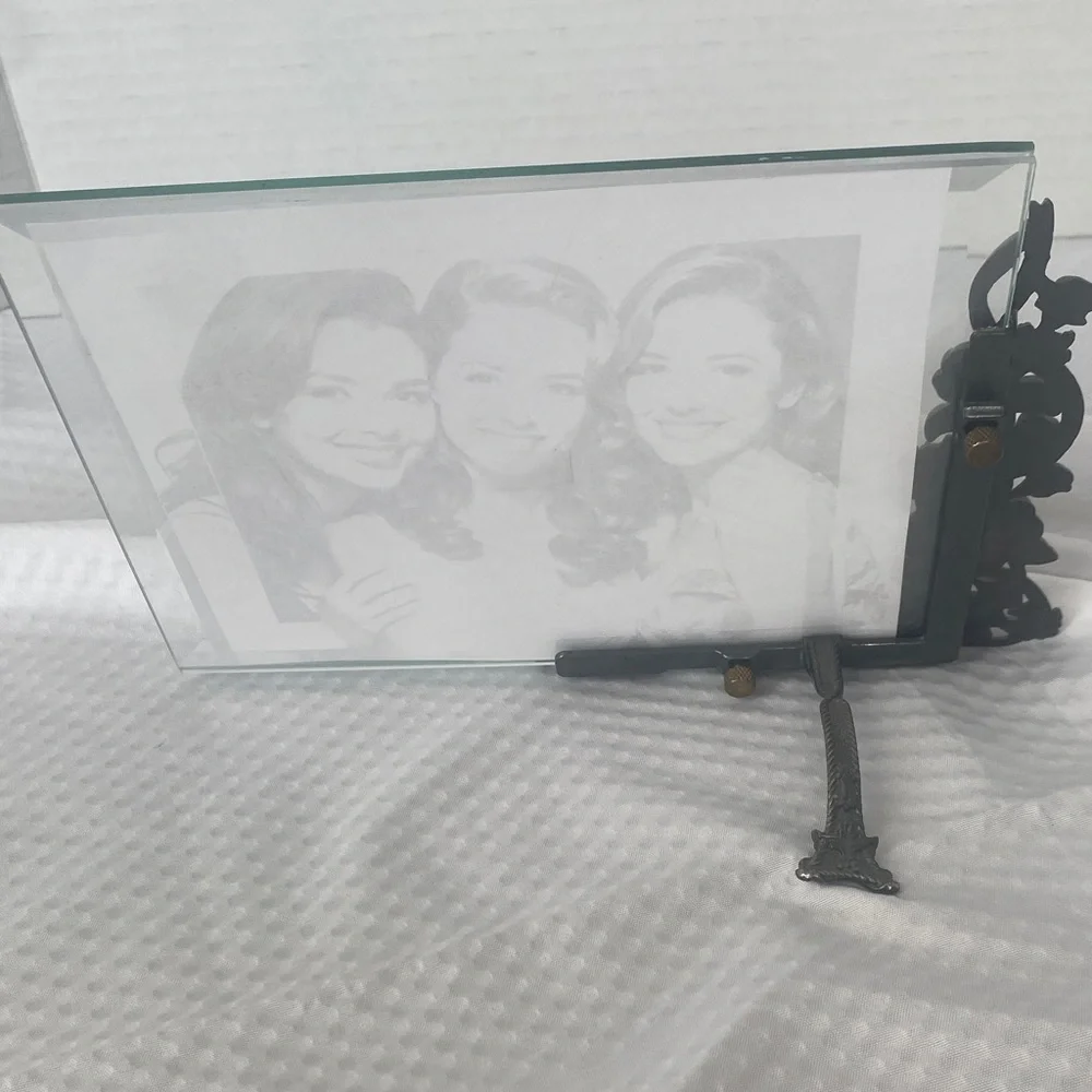 Silver Pewter Floral Double Glass Photo Frame